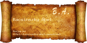 Bacsinszky Ábel névjegykártya